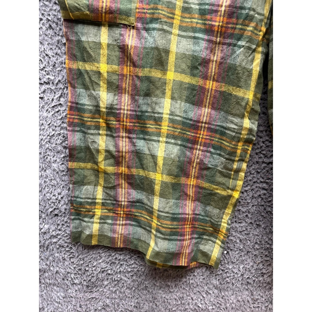 Nicholas Daley Linen Green Plaid Wide Leg Drawstring Cargo Pant Mens Size 30 - Picture 5 of 15